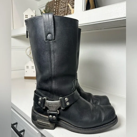 **SOLD**Milwaukee Leather Men’s Black Harness Boots 10.5 Moto Biker Western - Picture 5 of 9